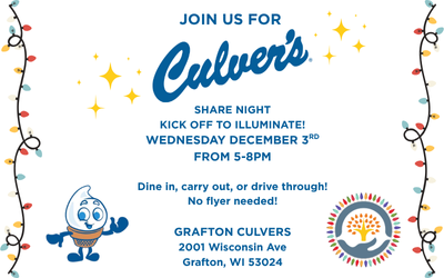 Dine to Donate at Culvers Grafton – December 3