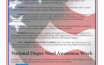 Ozaukee County Proclaims Diaper Need Awareness Week